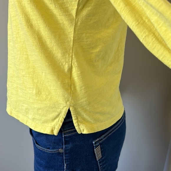 BODEN The Cotton Jersey Collar Notch Tee Long Sleeve Yellow Sz XS - Picture 9 of 13